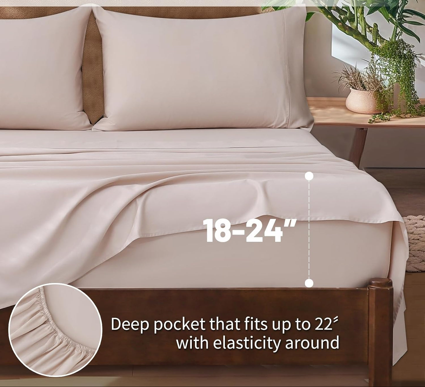 Dluxe Ave. ( KING ) 4 Pcs Overket Extra Deep Pocket King Sheets, 18-24 Inch, 1000 Thread Count Egyptian Cotton, 100% Cotton, Dusty Pink