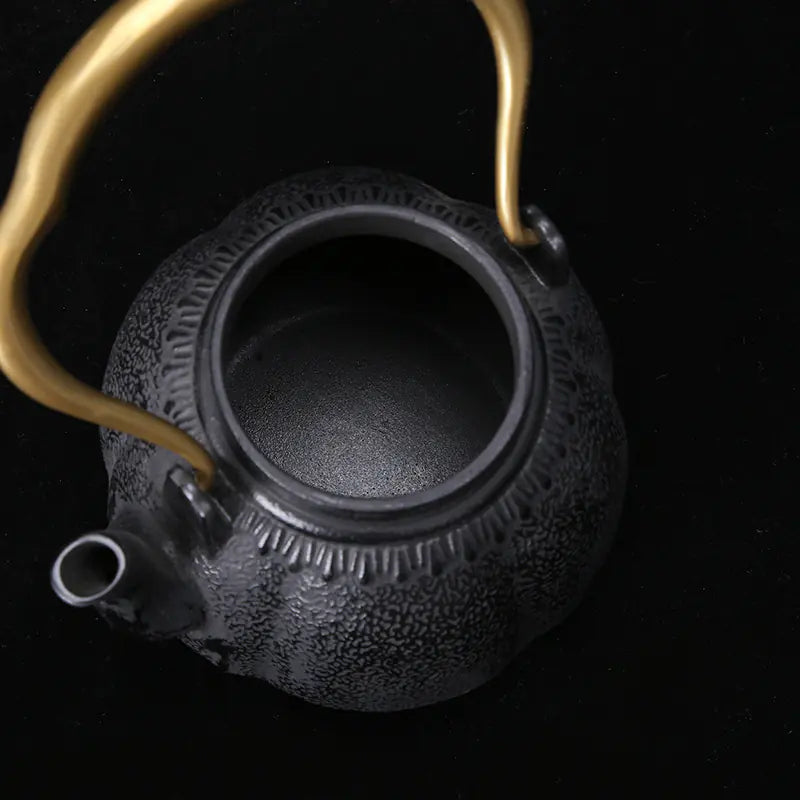 Dluxe Ave. Handcrafted Pumpkin Iron Teapot for Brewing Tea
