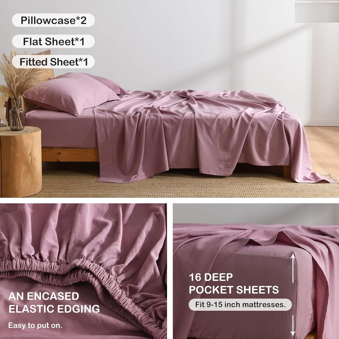 Dluxe Ave. ( QUEEN ) 4 Pcs Sheet Set/  Deep Pockets/  Lilac