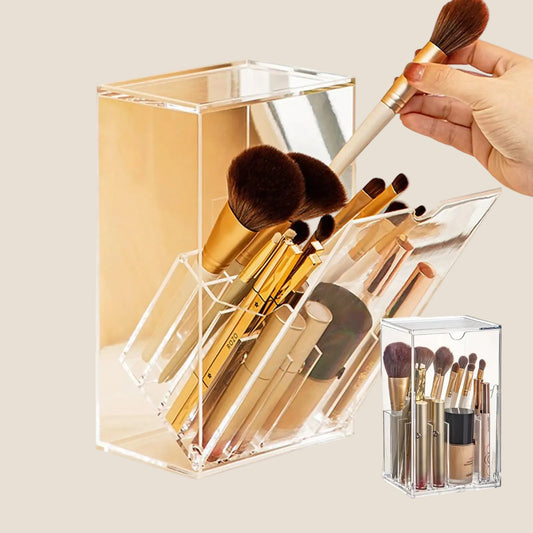Dluxe Ave. KoovDem Makeup Brush Organizer With LidThickened Acrylic Brush Holder Dust Proof，Easy To TakeMakeup Brush Storage For Vanity