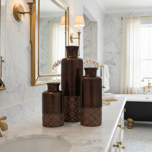 Dluxe Ave. Creative Scents Brown Vases/ Set of 3 Vases