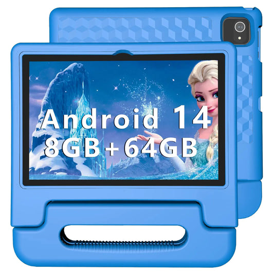 Dluxe Ave.ITDULCET Kids Tablet 10 inch Android 14 Tablet for Kids 8GB RAM 64GB ROM Octa-Core Fast-Charging Battery Toddler Tablet with Shockproof Case Bluetooth WiFi Parental Control Dual Camera GPS