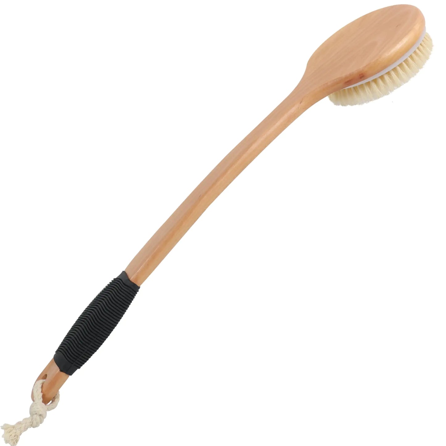 Dluxe Ave. OWIIZI Round Head Back Scrub Brush for Body Shower Wooden Long Handle