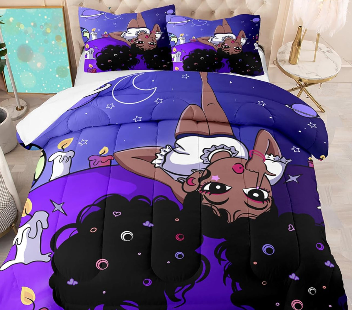 Dluxe Ave. ( QUEEN ) 3 Pcs Comforter and Bedding Set/ Purple