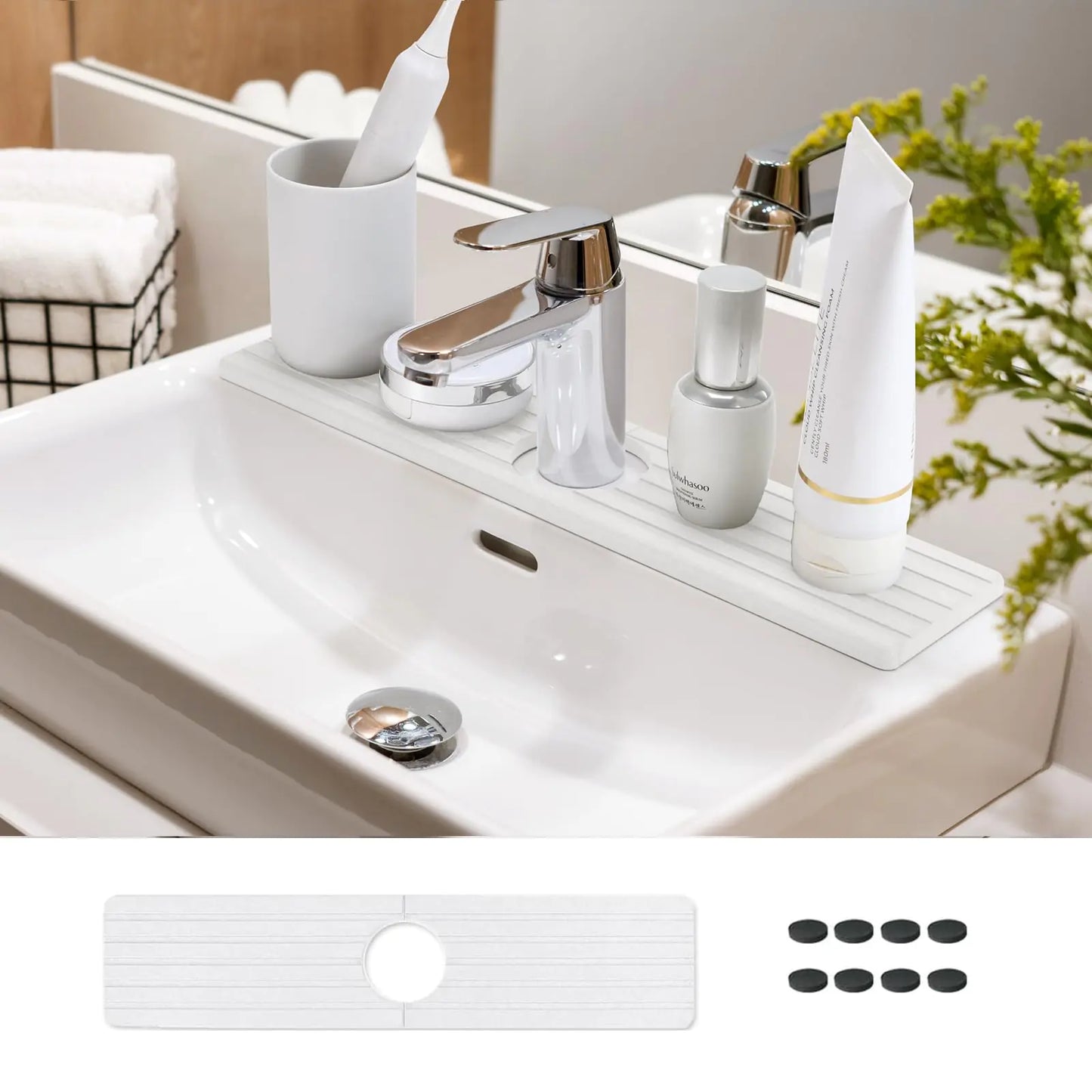 Dluxe Ave. Mat for Sink/ Stone White (15.74 x 3.54 in)
