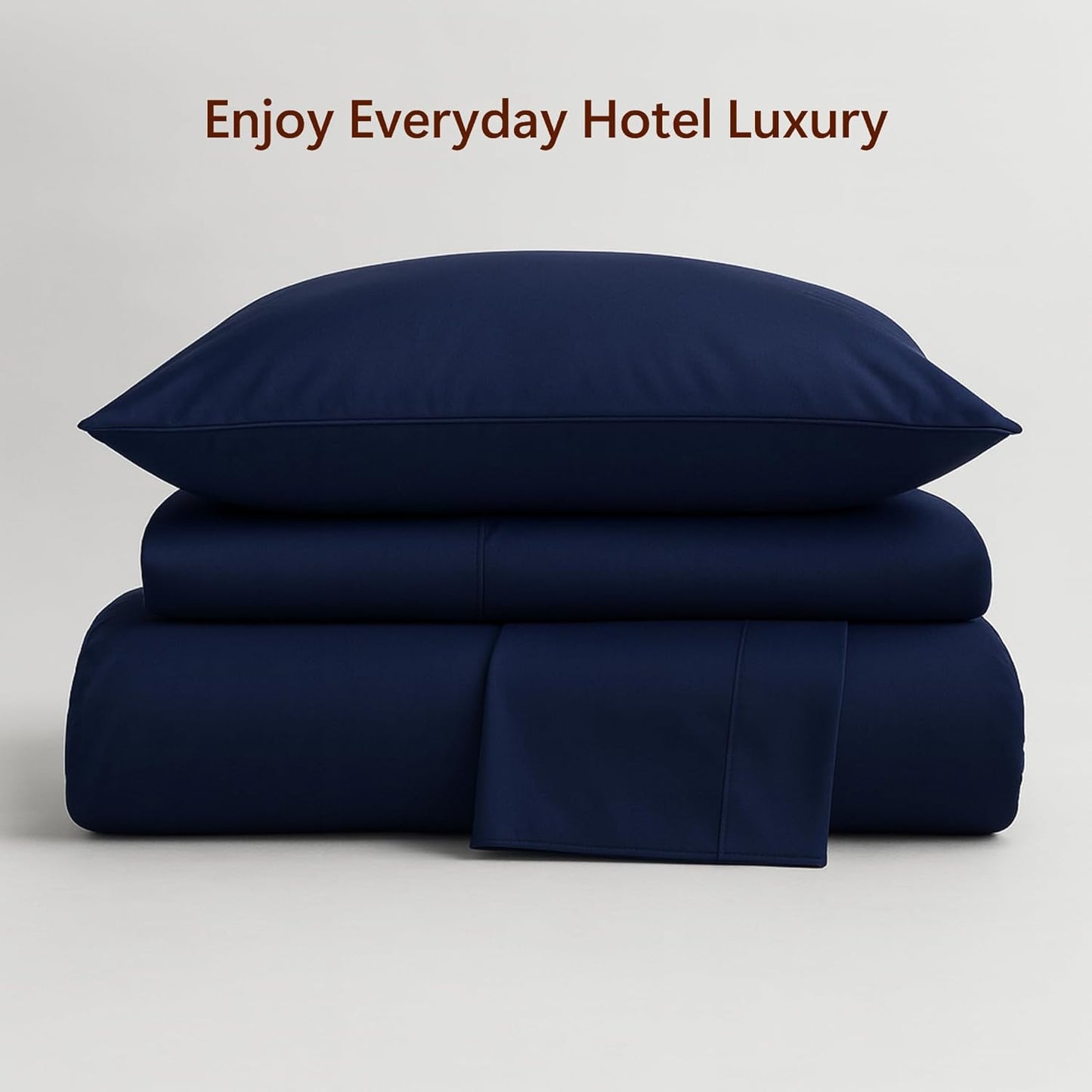 Dluxe Ave. ( KING ) 4 Pcs Bed Sheets Set, 415 Thread Count, 100% Peruvian Pima Cotton, Navy Blue