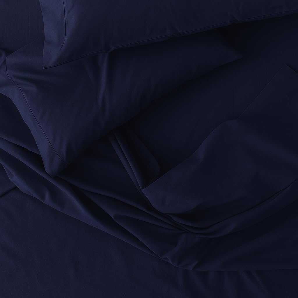 Dluxe Ave. ( KING ) 4 Pcs Bed Sheets Set, 415 Thread Count, 100% Peruvian Pima Cotton, Navy Blue