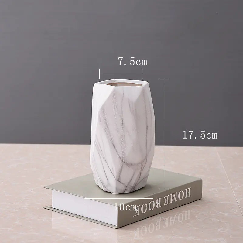 Dluxe Ave. Geometric Stone Pattern Ceramic Flower Vase Decor