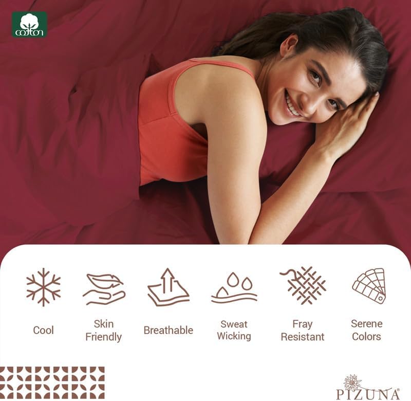 Dluxe Ave. ( CALI./ KING ) 100% Luxury Cotton Sheets Set, 1000 Thread Count, 15" Deep Pocket, Rio Red
