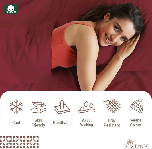 Dluxe Ave. ( CALI./ KING ) 100% Luxury Cotton Sheets Set, 1000 Thread Count, 15" Deep Pocket, Rio Red