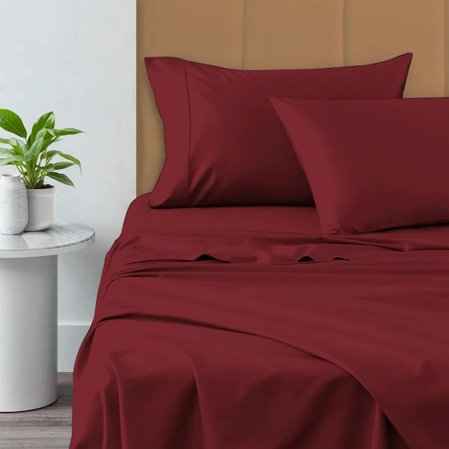 Dluxe Ave. ( CALI./ KING ) 100% Luxury Cotton Sheets Set, 1000 Thread Count, 15" Deep Pocket, Rio Red