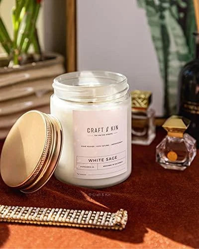 Dluxe Ave. Premium White Sage Candles, Fall Candles, 8 oz for Home/ Scented Soy Men Candles