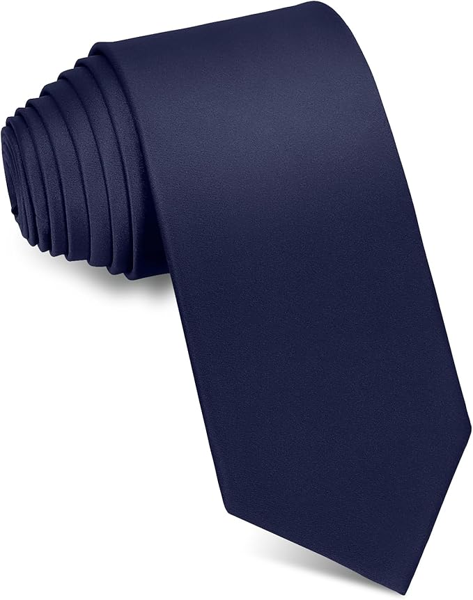 Dluxe Ave.  Mens Ties Solid Pure Color 3.15" (8CM) Necktie Plain Formal Navy Blue Ties For Men