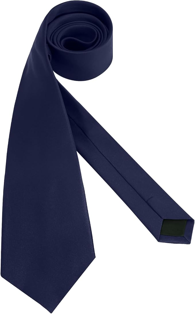 Dluxe Ave.  Mens Ties Solid Pure Color 3.15" (8CM) Necktie Plain Formal Navy Blue Ties For Men