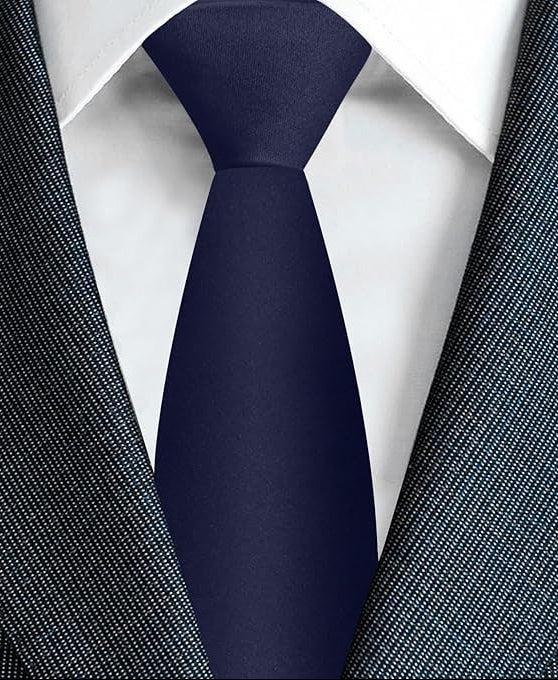 Dluxe Ave.  Mens Ties Solid Pure Color 3.15" (8CM) Necktie Plain Formal Navy Blue Ties For Men