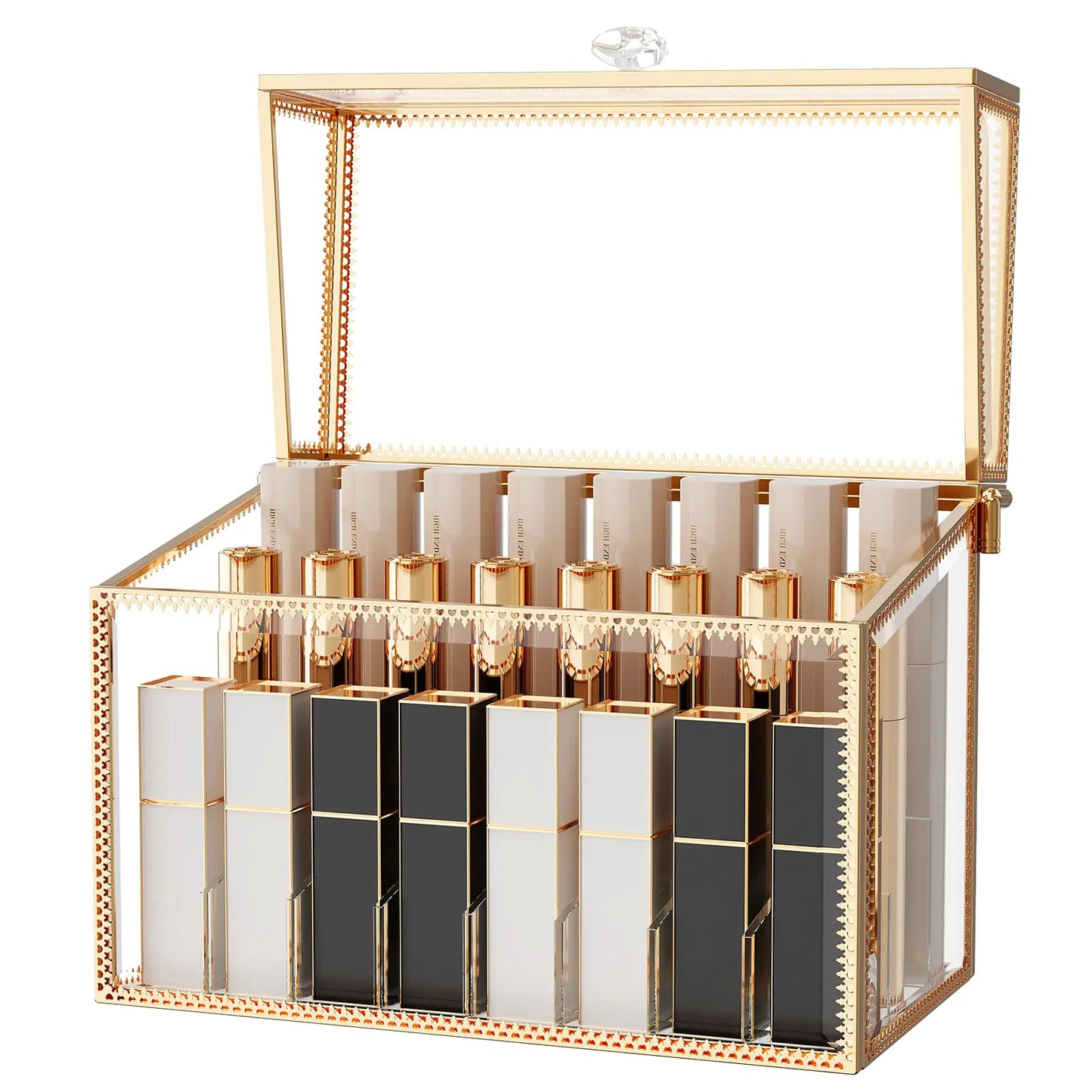 Dluxe Ave. Youdepot Lipstick Organizer Holder - 24 Spaces Tempered Glass Lip Gloss and Perfume OrganizerVanity Lipstick Holder and Organizer.