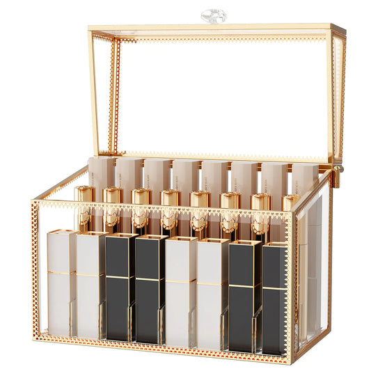Dluxe Ave. Youdepot Lipstick Organizer Holder - 24 Spaces Tempered Glass Lip Gloss and Perfume OrganizerVanity Lipstick Holder and Organizer.