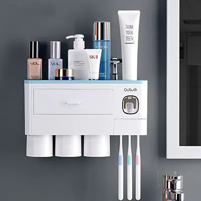 Dluxe Ave. Magnetic Toothbrush Holder Set with Automatic Toothpaste Dispenser