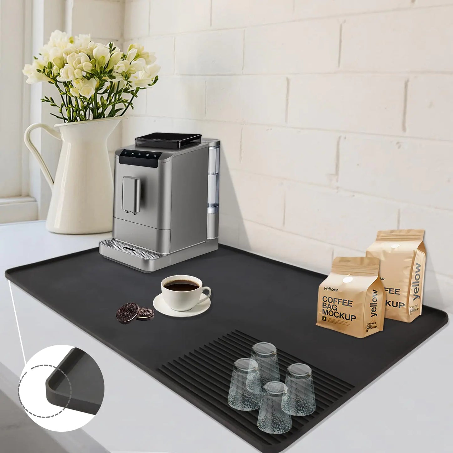 Dluxe Ave. Silicone Coffee Mat 24x16 coffee bar accessories coffee bar mat