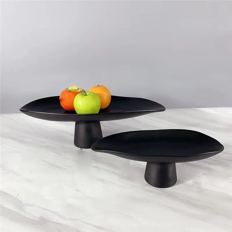 Dluxe Ave. Black and White Resin Tall Fruit Plate Nordic Decor