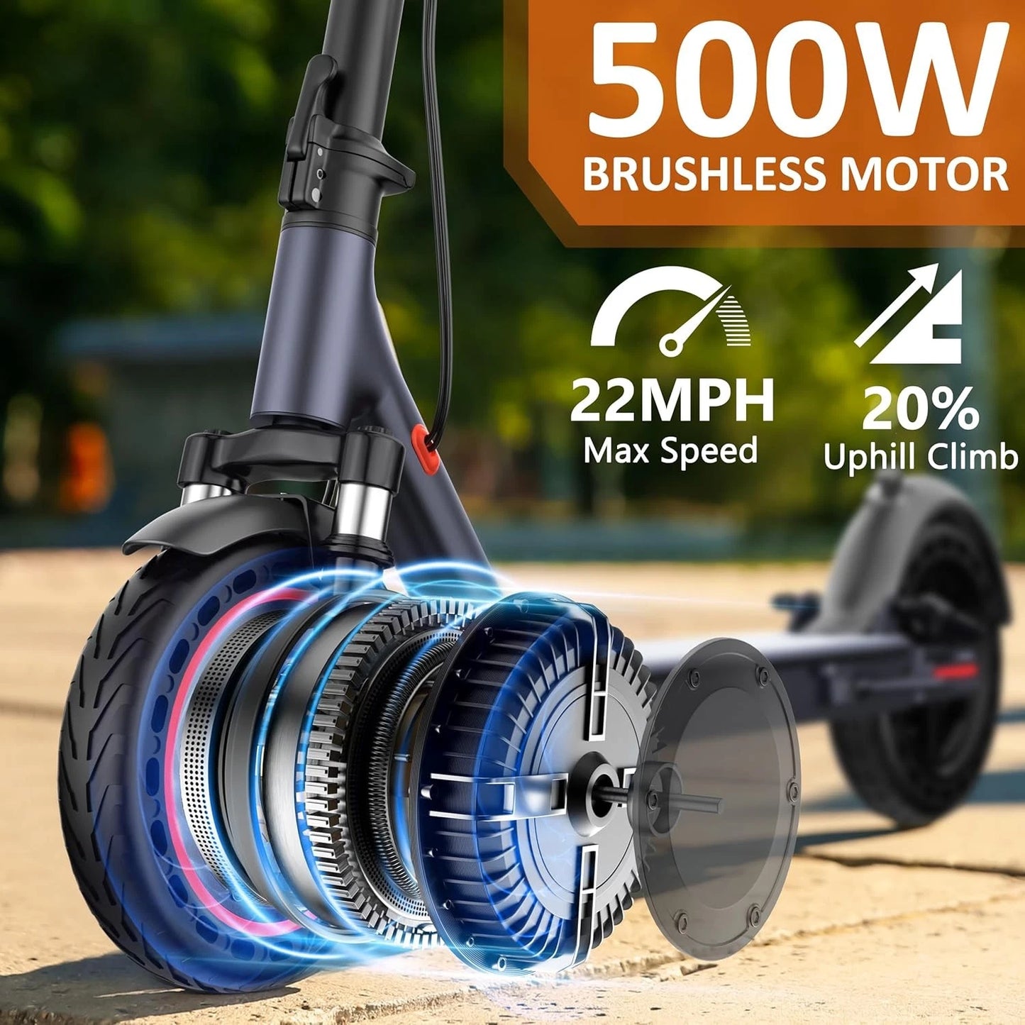 Dluxe Ave. 10" E Scooter for Adults 22 MPH 500W Motor 42v 10.5AH, Battery Up to 22 Miles Range, Foldable Scooter with Double Shock Absorption/Bearing 265 LBS/APP Control