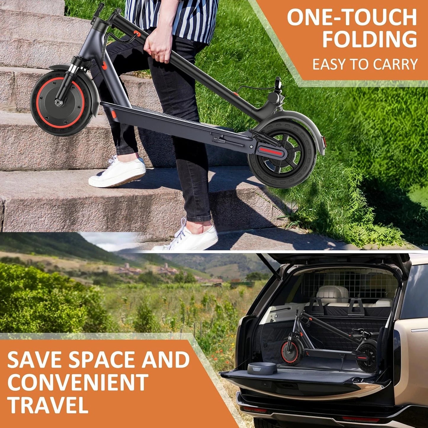 Dluxe Ave. 10" E Scooter for Adults 22 MPH 500W Motor 42v 10.5AH, Battery Up to 22 Miles Range, Foldable Scooter with Double Shock Absorption/Bearing 265 LBS/APP Control