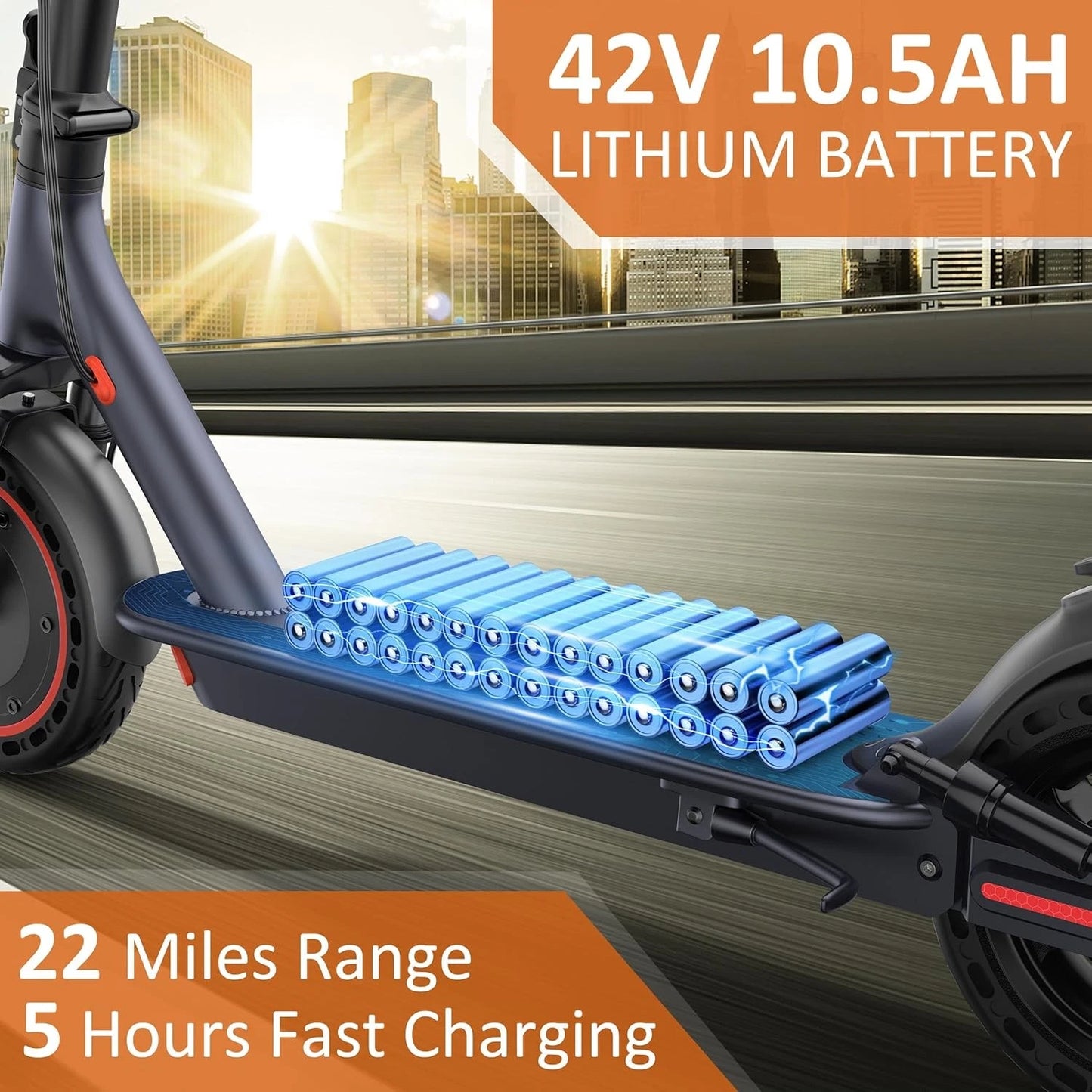 Dluxe Ave. 10" E Scooter for Adults 22 MPH 500W Motor 42v 10.5AH, Battery Up to 22 Miles Range, Foldable Scooter with Double Shock Absorption/Bearing 265 LBS/APP Control