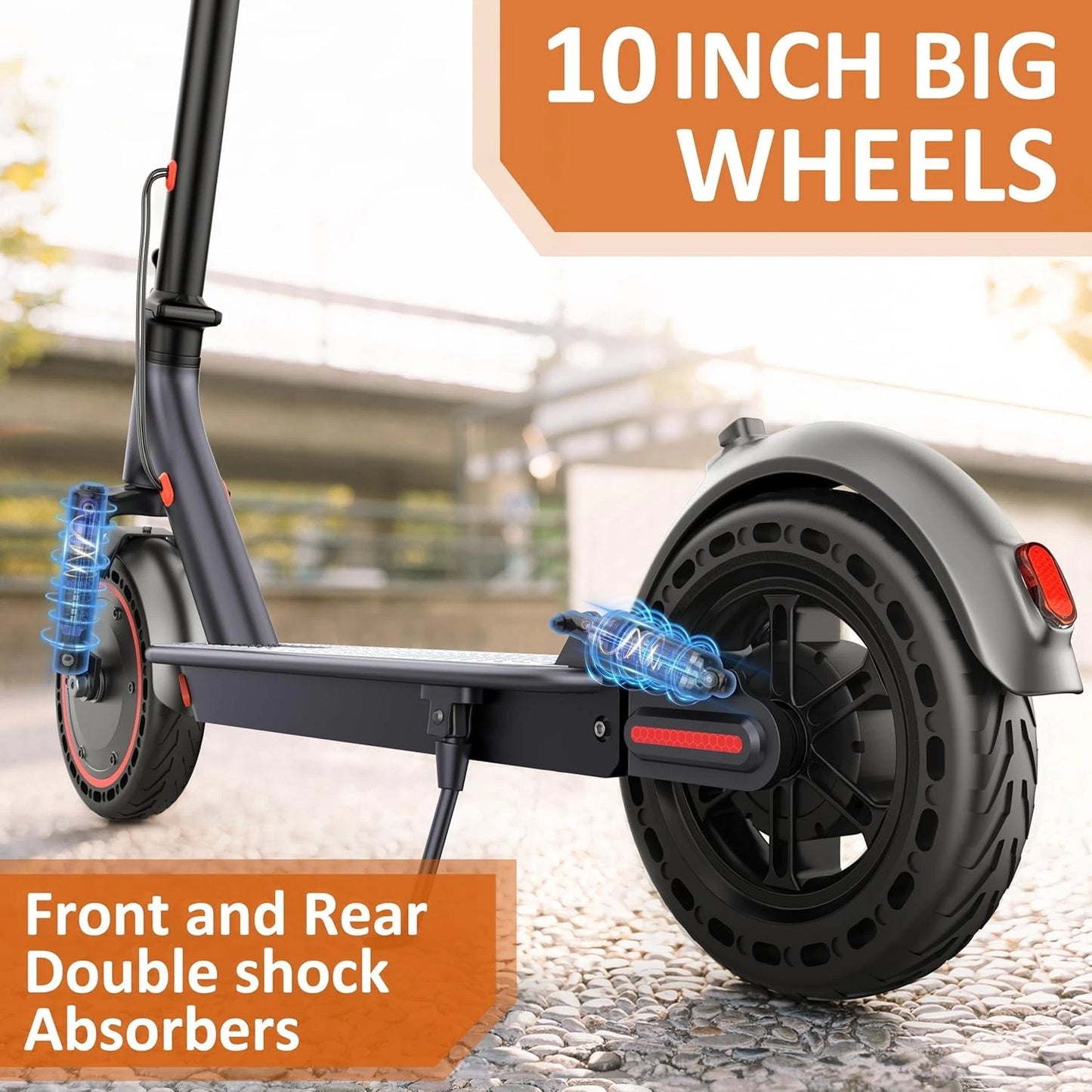 Dluxe Ave. 10" E Scooter for Adults 22 MPH 500W Motor 42v 10.5AH, Battery Up to 22 Miles Range, Foldable Scooter with Double Shock Absorption/Bearing 265 LBS/APP Control