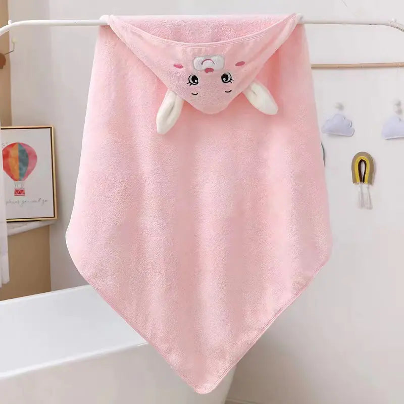 Dluxe Ave. Soft Coral Fleece Hooded Towel for Babies and Kids