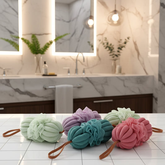 Dluxe Ave. Large Japanese Bath Towel and Exfoliating Bath Ball