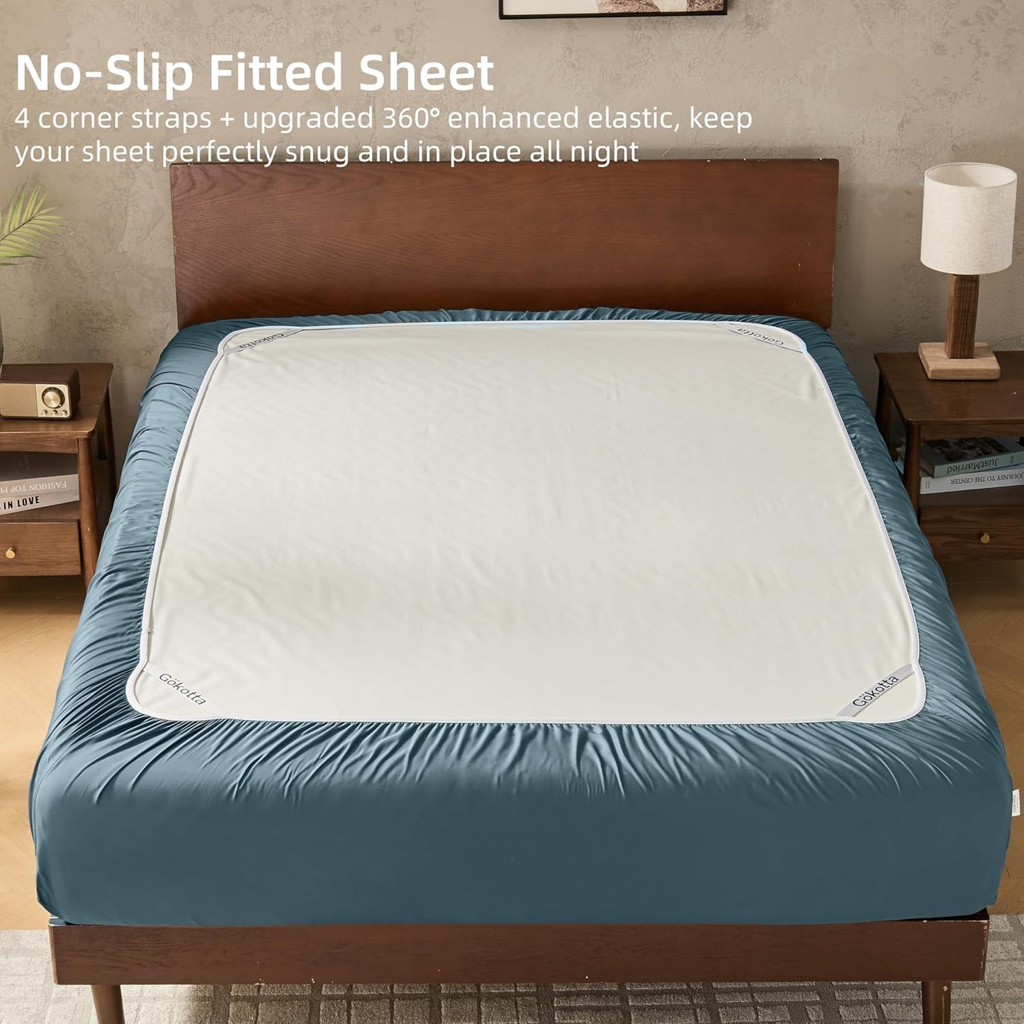 Dluxe Ave. ( QUEEN ) 4 Pcs Sheet Set, 100% Rayon from Bamboo, 16" Deep Pocket, Blue