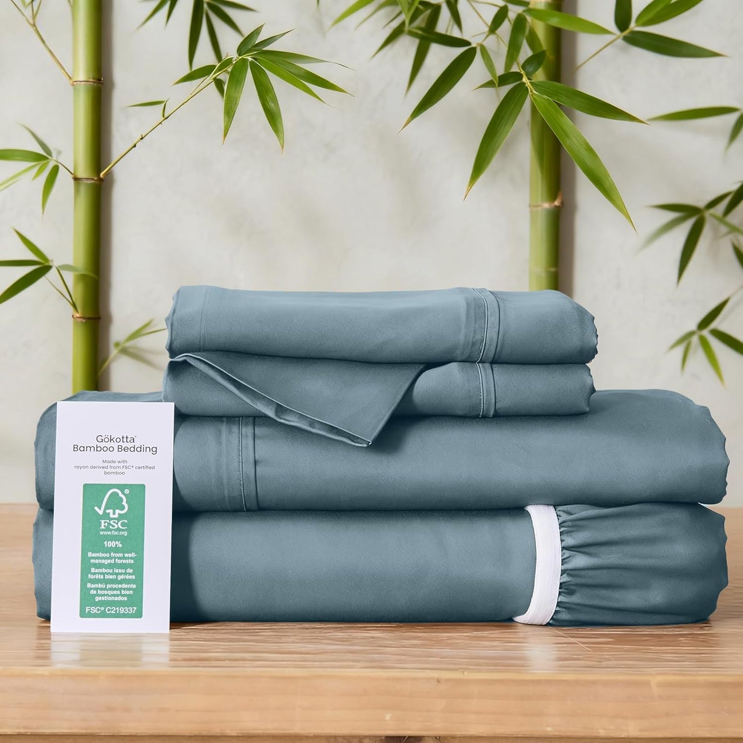 Dluxe Ave. ( QUEEN ) 4 Pcs Sheet Set, 100% Rayon from Bamboo, 16" Deep Pocket, Blue