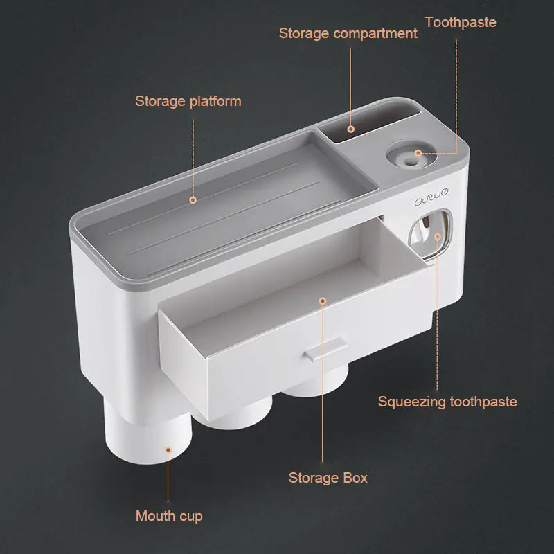 Dluxe Ave. Magnetic Toothbrush Holder Set with Automatic Toothpaste Dispenser
