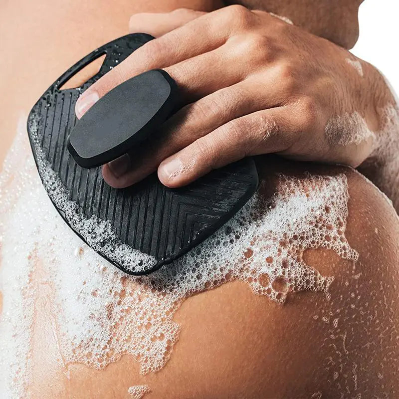 Dluxe Ave. Silicone Bath Brush with Hook, for Men and Women, Grey/Black