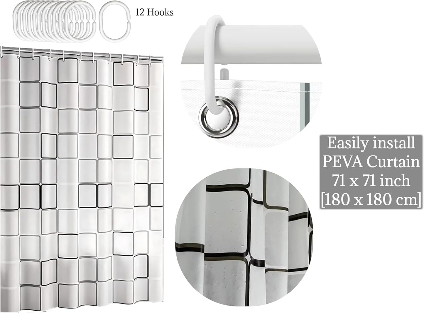 Dluxe Ave. RAYCODED 29pcs Bathroom Accessories Set Bathroom Accessory Set with Trash Can Bathroom Shower Curtain Sets Shower Curtains for Bathroom Sets Black Restroom Decor and Accessories