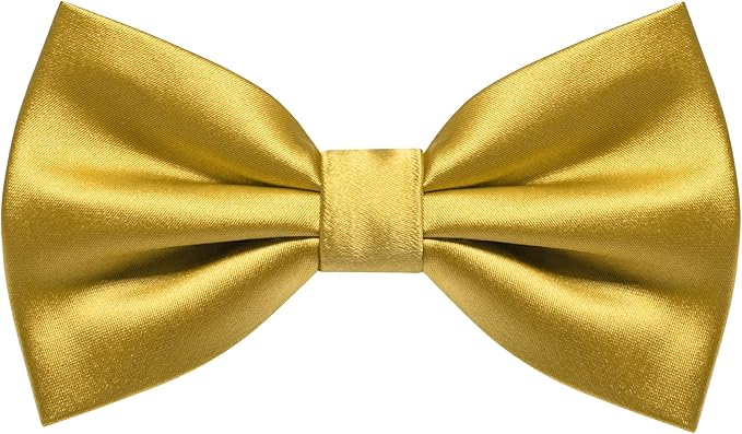 Dluxe Ave. Gold Bow Tie for Men Silk Bowtie and Pocket Square with Lapel Pin Cufflinks Set (3)