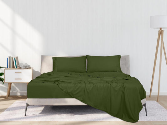 Dluxe Ave. ( QUEEN ) 4 Pcs  Sheets Set,1800 Microfiber, Hotel Luxury Collection, Hunter Green Queen