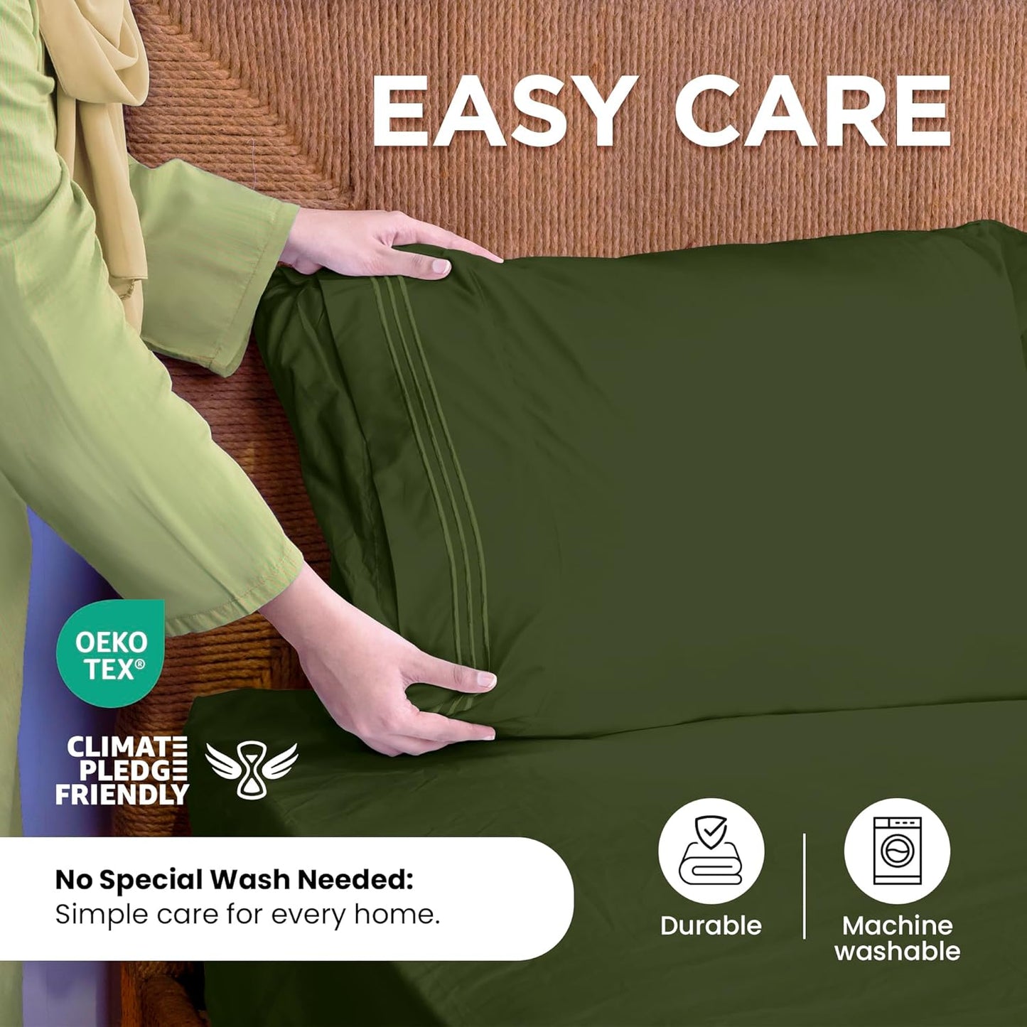 Dluxe Ave. ( QUEEN ) 4 Pcs  Sheets Set,1800 Microfiber, Hotel Luxury Collection, Hunter Green Queen