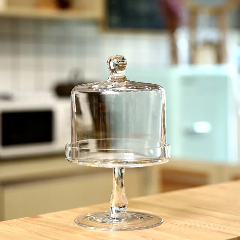 Dluxe Ave. Large Glass Cake Tray with Transparent Dust Cover
