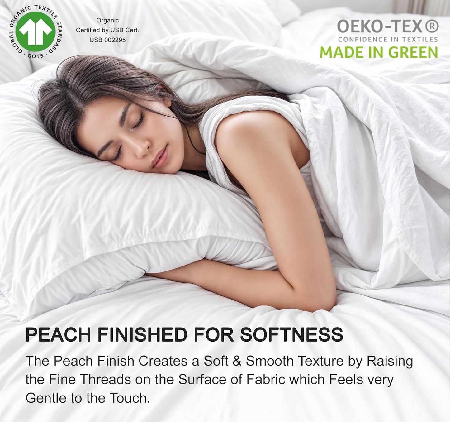 Dluxe Ave. ( TWIN ) 3 Pcs 100% Organic Cotton Sheet Set, Certified for GOTS, Soft & Cooling Percale, Deep Pocket 15", Deluxe