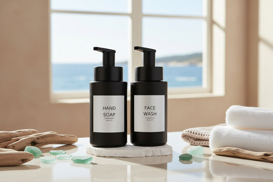 Dluxe Ave. Foaming Hand Soap Dispenser/ 10 oz-350ml Glass 2 Pcs (Matte Black)