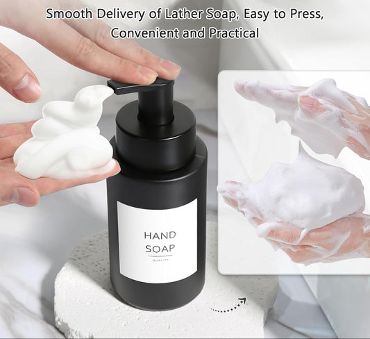 Dluxe Ave. Foaming Hand Soap Dispenser/ 10 oz-350ml Glass 2 Pcs (Matte Black)