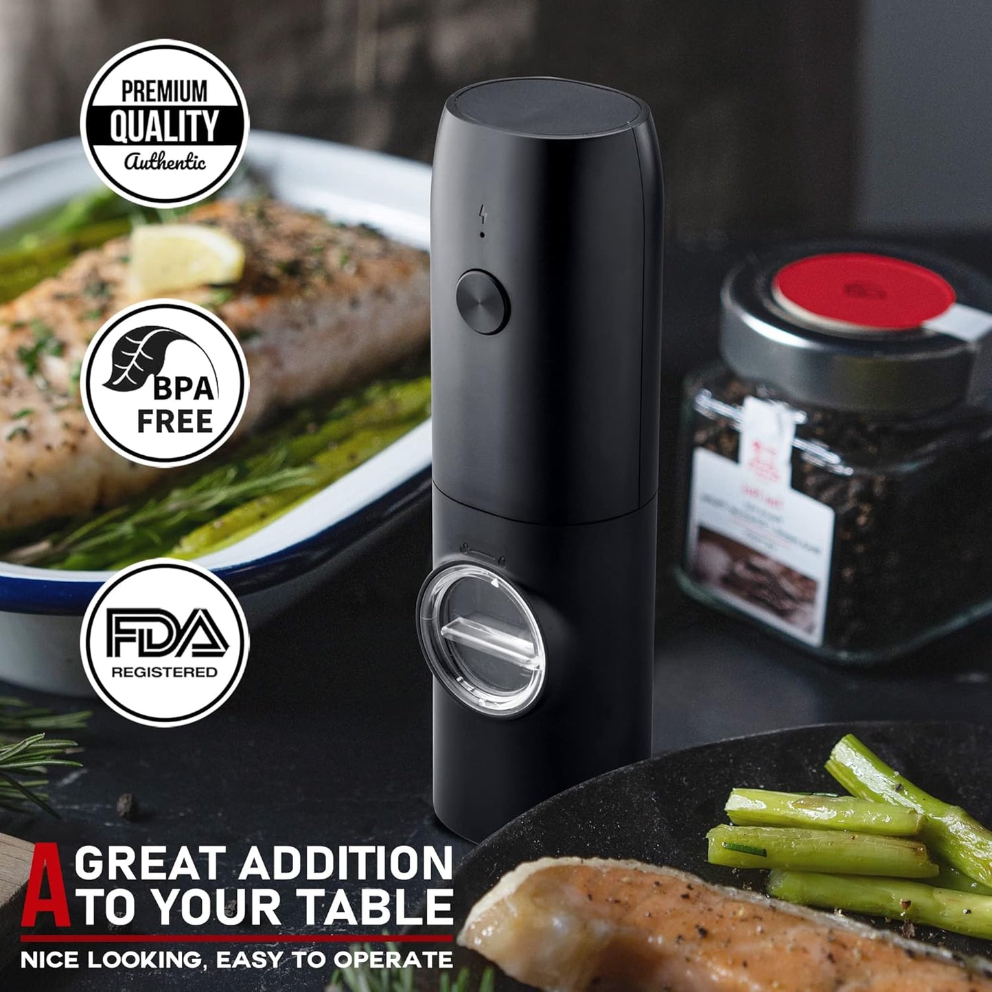 Dluxe Ave. Rechargeable Electric Salt and Pepper Grinder Set