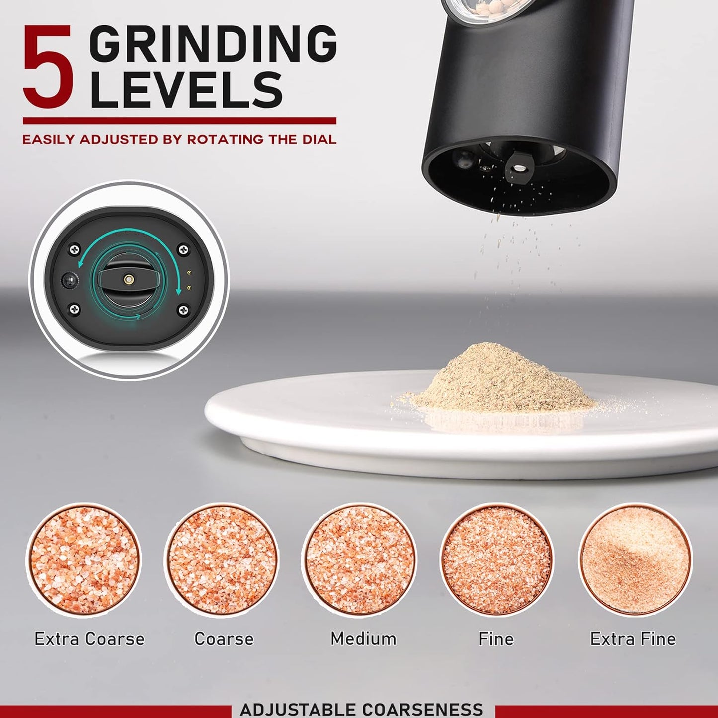 Dluxe Ave. Rechargeable Electric Salt and Pepper Grinder Set