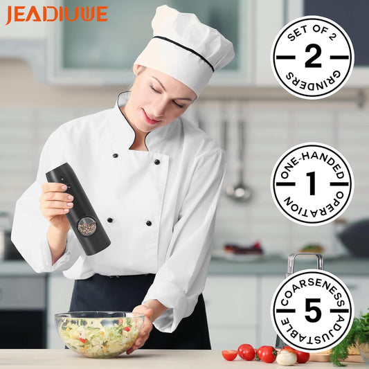 Dluxe Ave. Rechargeable Electric Salt and Pepper Grinder Set
