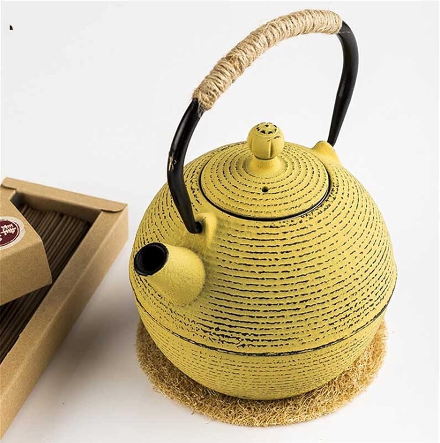 Dluxe Ave. Red and Yellow 680ml Iron Kettle Tea Set