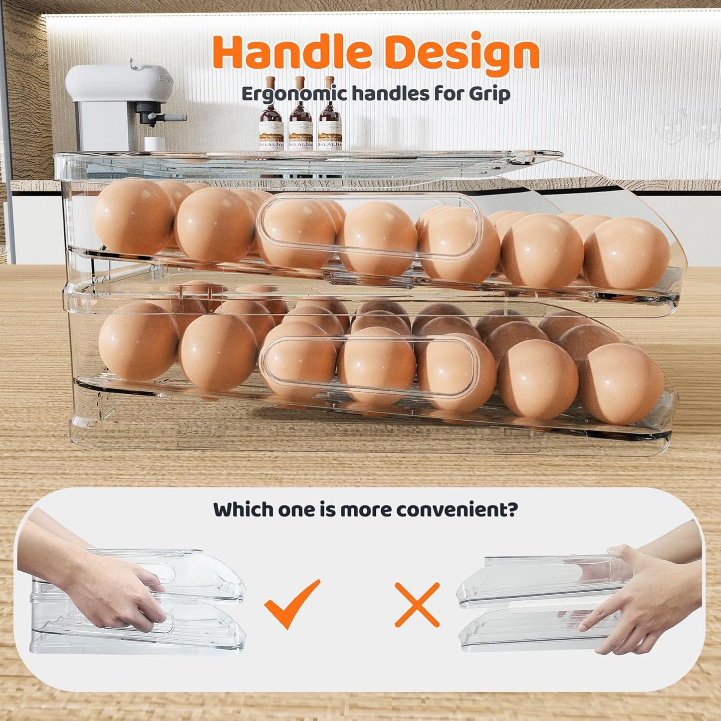 Dluxe Ave. Rolling Drawer Organizer for Kitchen Egg Storage