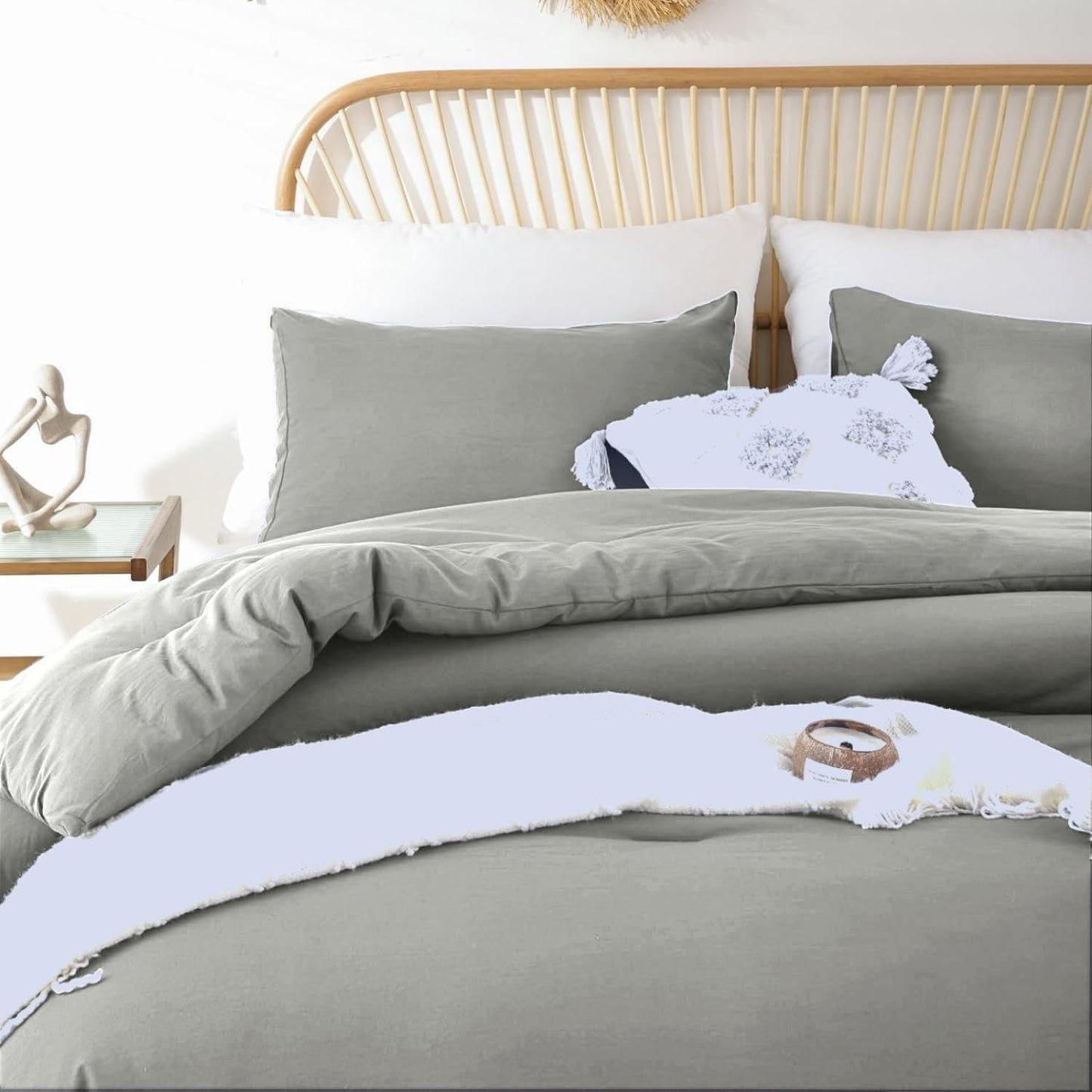 Dluxe Ave. ( QUEEN ) Comforter Bedding, Fade Resistant Hotel Luxury, Gray