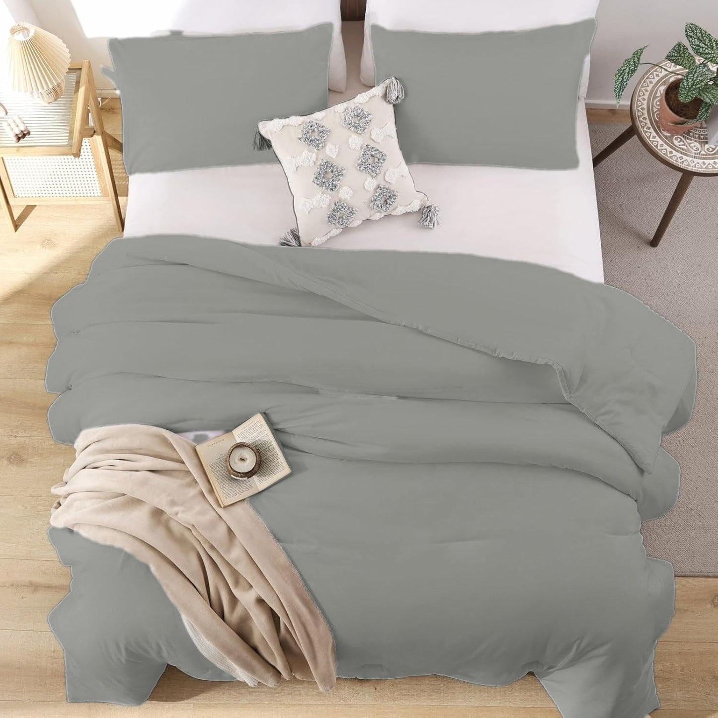 Dluxe Ave. ( QUEEN ) Comforter Bedding, Fade Resistant Hotel Luxury, Gray