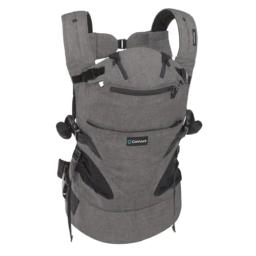 Dluxe Ave. Baby Carrier with Pockets/ Face in Face Out Front Back & Hip (8-45 lbs)/ Carbon Gray